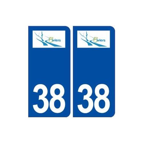 38 Biviers Logo Ville Autocollant Plaque Stickers - Couleur : Droits - Angles : Droits