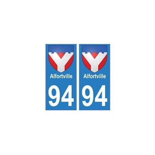 94 Alfortville Blason Autocollant Sticker Plaque Immatriculation Ville - Couleur : Droits - Angles : Droits