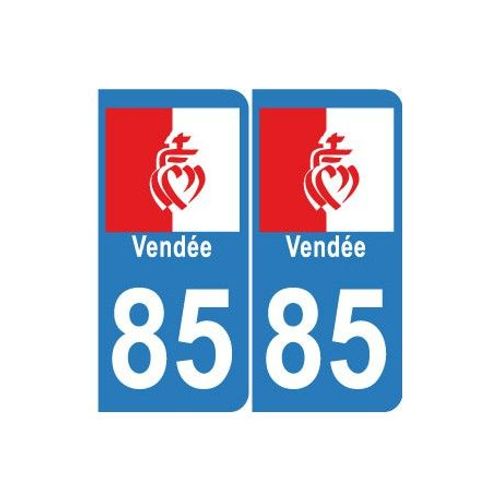 85 Coeur Vendée Autocollant Plaque Angles Arrondis - Couleur : Droits - Angles : Droits