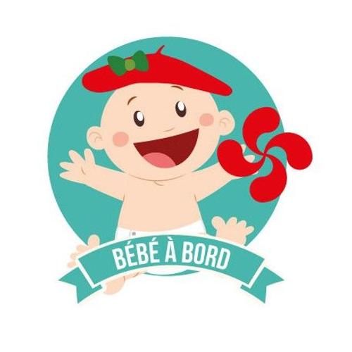 Autocollant Bébé À Bord Fille Baby Girl Basque Stickers Adhésif Logo 3 - Taille : 8 Cm