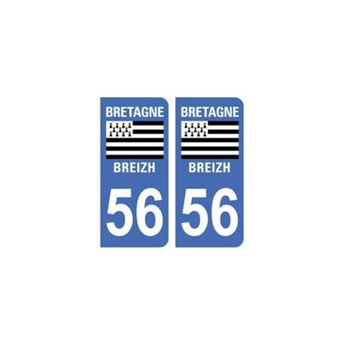 56 Morbihan Breizh Autocollant Département Sticker Plaque Bretagne Immatriculation - Couleur : Droits - Angles : Droits