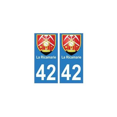 42 La Ricamarie Autocollant Plaque Blason Armoiries Stickers Département - Couleur : Droits - Angles : Droits