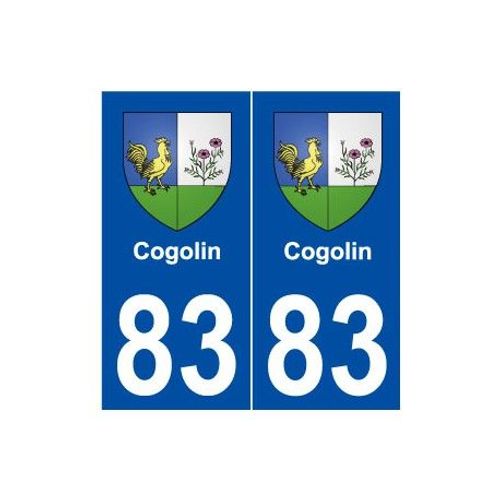 83 Cogolin Blason Autocollant Plaque Stickers Ville - Couleur : Droits - Angles : Droits