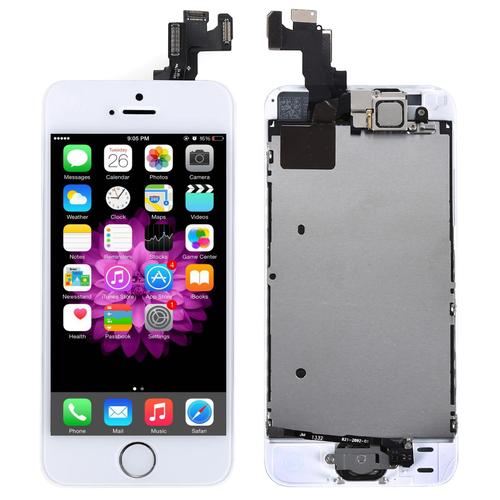 Écran Lcd Complet + Vitre Tactile Sur Châssis + Bouton Home + Caméra Pour Apple Iphone 5s Blanc + Outils + Film En Verre Trempé