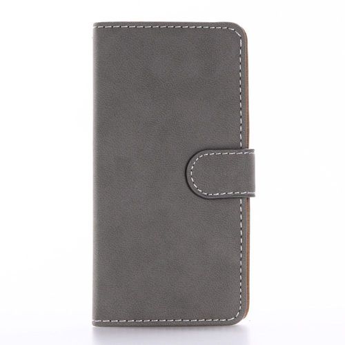Etui Folio Aspect Nubuck Gris Pour Iphone-7 Avec Rabat Latéral Et Fonction Stand