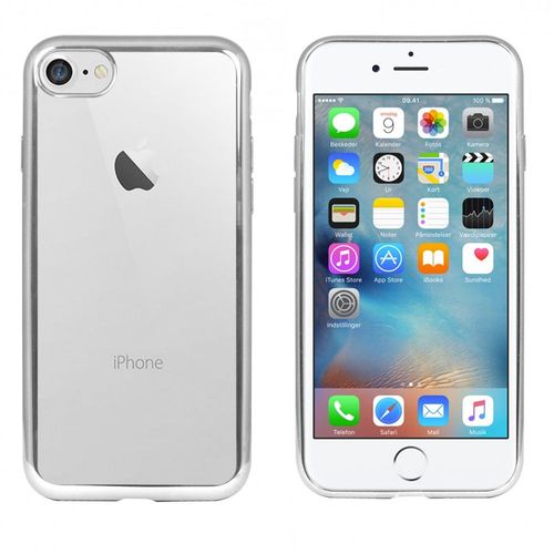 Coque Souple Pour Iphone 7 Gris Argent Et Dos Transparent