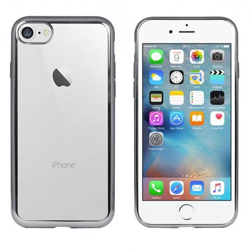 Coque Souple Pour Iphone 7 Gris Foncé Et Dos Transparent