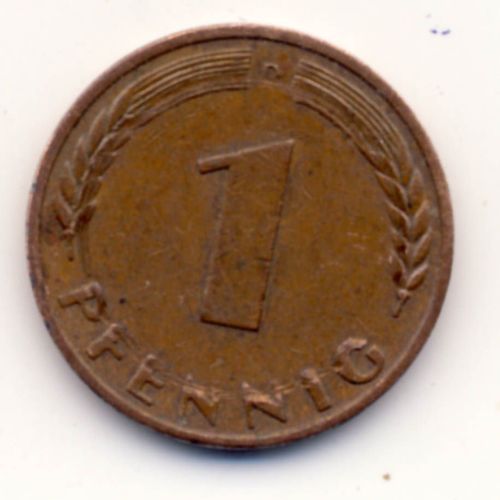1 Pfennig 1950 Bundesrepublik Deutschland, Variante W(?) Peu Lisible