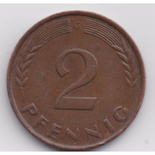 Pièce De 2 Pfennig 1958 Bundesrepublik Deutschland, Variante G