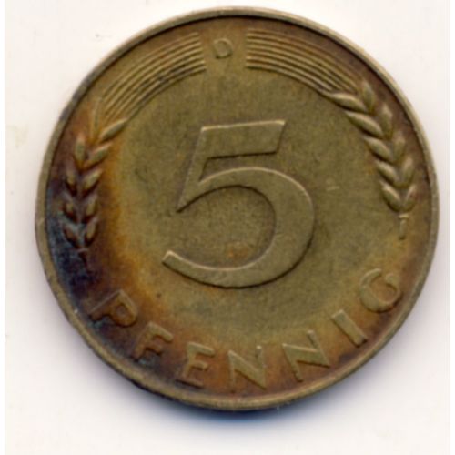 Pièce De 5 Pfennig 1950 Bundesrepublik Deutschland, Variante D