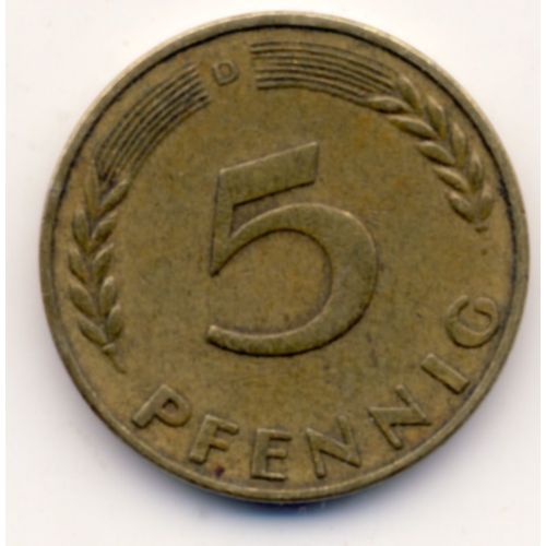 Pièce De 5 Pfennig 1950 Bundesrepublik Deutschland, Variante D
