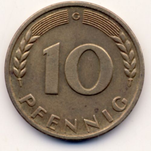 Pièce De 10 Pfennig 1950 Bundesrepublik Deutschland, Variante G