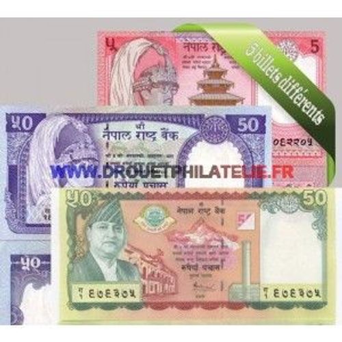 Nepal 5 Billets De Banque Differents