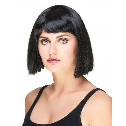 Perruque Carré Noire À Frange Femme,