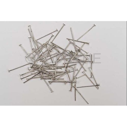 Lot De 100 Clous Tiges 20mm Tete Plate En Métal Argenté Vielli