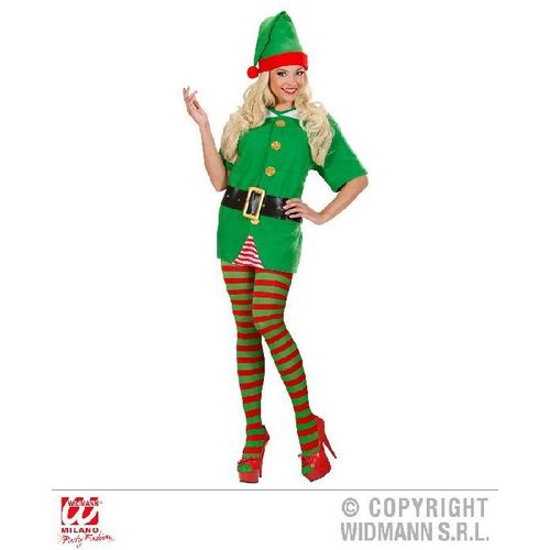 Collants D'elfe/Clown Rayés Rouge Et Vert (Xl)