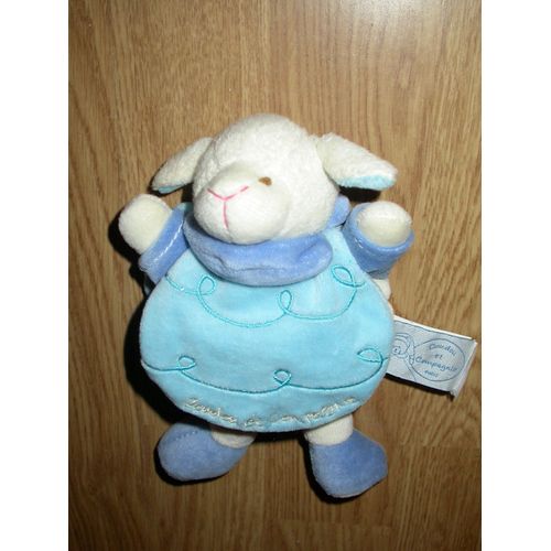 Doudou Peluche Z Amigolo Mouton Gaston Schaf Sheep Bleu Blanc Cape Z'amigolos Doudou Et Compagnie & Cie 17 Cm 