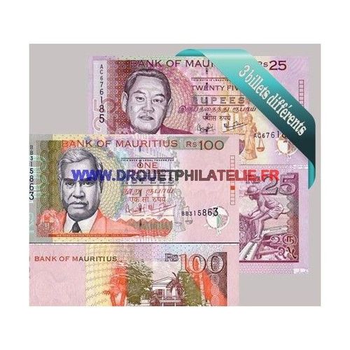 Maurice 3 Billets De Banque Differents