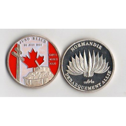 Militaria Ww2 - Pièce Collection - Juno Beach - 64° Anniversaire - Version Argent