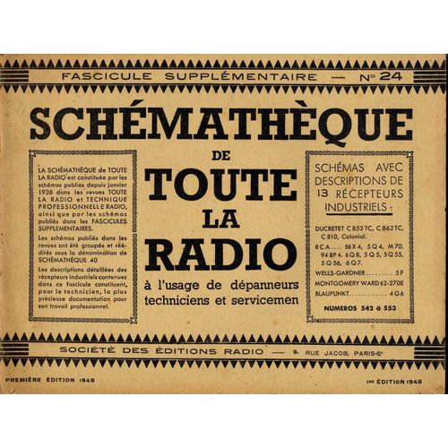 Schémathèque De Toute La Radio, Fascicule Supplémentaire N°24