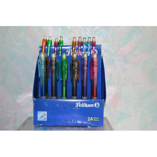 Lot De 33 Porte Mine Pelikan Wind 0.5 + Pilot Super Grip 0.5 Couleurs Assorties Transparent + Gomme Crayon Papier Rétractable