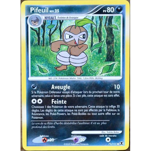 Carte Pokémon 75/111 Pifeuil 80 Pv Platine Rivaux Émergents Neuf Fr
