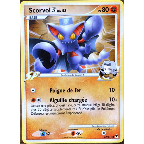 Carte Pokémon 62/111 Scorvol Conseil 4 80 Pv Platine Rivaux Émergents Neuf Fr