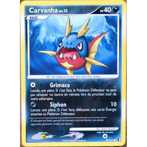 Carte Pokémon 58/111 Carvanha 40 Pv Platine Rivaux Émergents Neuf Fr