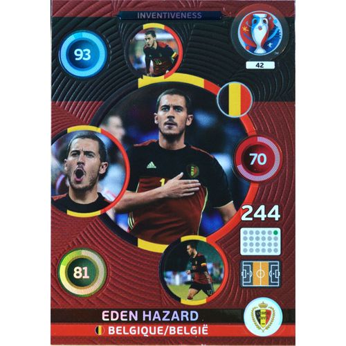 Carte Panini Xl Adrenalyn Euro 2016 42/459 Inventiveness Belgium Eden Hazard Neuf Fr
