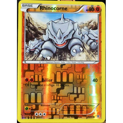 Carte Pokémon 49/83 Rhinocorne 80 Pv - Reverse Série Générations Neuf Fr