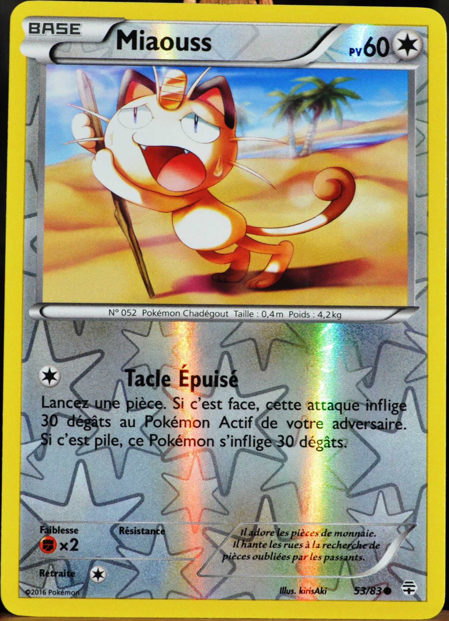 Carte Pokémon 53/83 Miaouss 60 Pv - Reverse Série Générations Neuf Fr