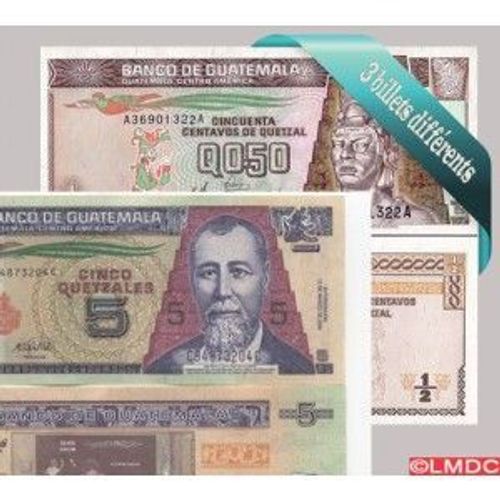 Guatemala 3 Billets De Banque Differents