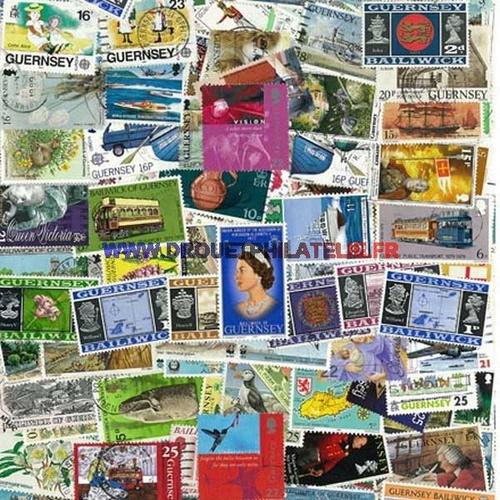 Guernesey 25 Timbres Differents Obliteres