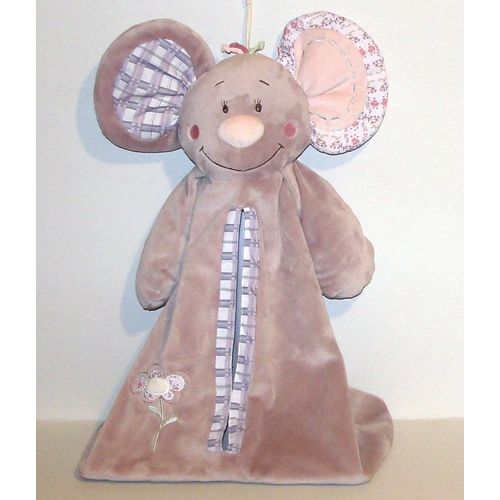 Souris Nina Beige Mauve Doudou Peluche Range Pyjama Ou Range Doudou Noukie's  52 Cm Noukie's