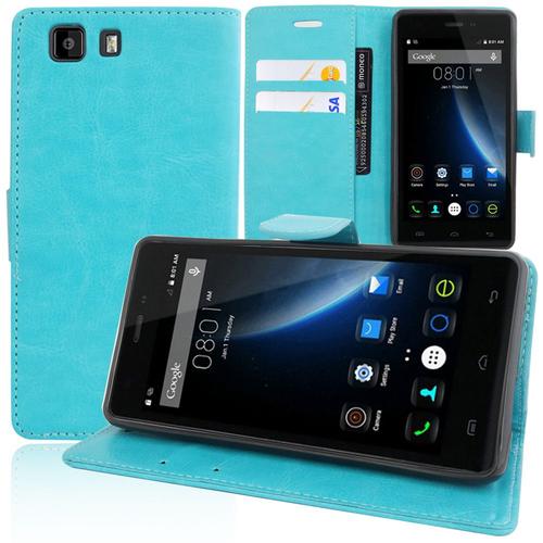 Etui Portefeuille Pour Doogee X5/ X5c/ X5s/ X5 Pro Support Video Cuir Pu - Bleu