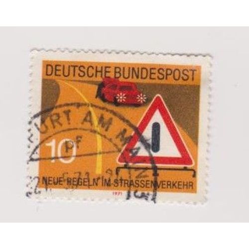 Timbre Allemangne Deutsche Bundespost Nouvelles Règles Circulation Routiere 