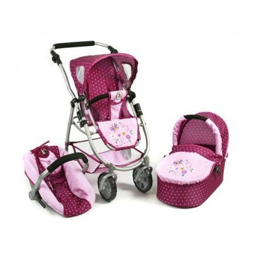 Landau Combi Poussette 3 En 1 Poupée - Dim 67x43x77 Cm Hauteur Poignée 55 À 82 Cm