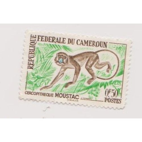 Timbre Cameroun Singe Moustac  Cercopitheque 