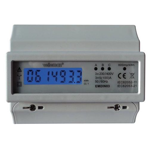 Compteur Kwh Triphasé Pour Montage Sur Rail Din - 7 Modules