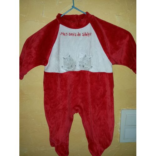 Pyjama Sans Marque Coton 1 Mois Rouge