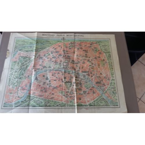 Carte Recto-Verso En Couleurs De Paris Et Ses Environs De 1950