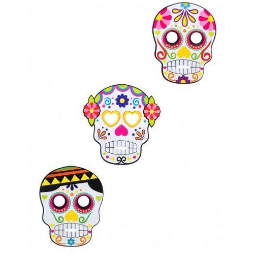 3 Masques En Cartons Assortis Dia De Los Muertos Adulte Halloween,