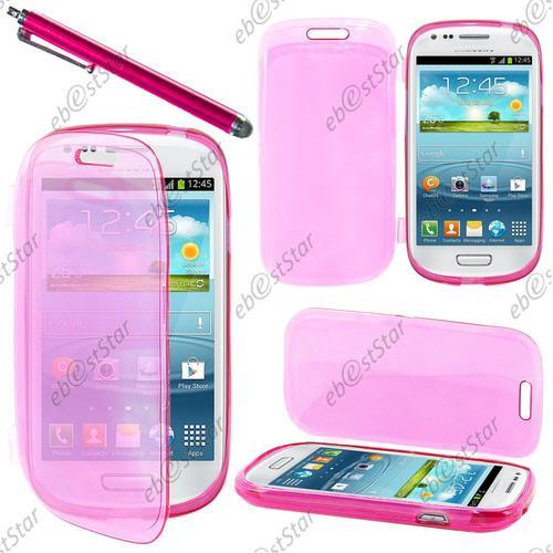 Ebeststar ® Pour Samsung Galaxy S3 Mini Gt-I8190, I8190n - Housse Etui Coque Portefeuille Livre Silicone Gel + Stylet, Couleur Rose