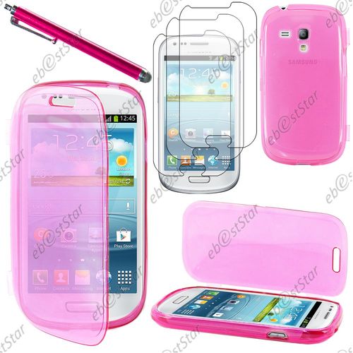 Ebeststar ® Pour Samsung Galaxy S3 Mini Gt-I8190, I8190n - Housse Etui Coque Portefeuille Livre Silicone Gel + Stylet + 3 Film Écran, Couleur Rose