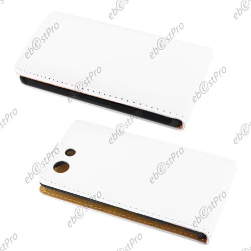 Ebeststar ® 1 Verre Trempé + Etui Pu Cuir Rabattable Housse Coque Ultra Slim Pour Sony Xperia Z3 Compact, Couleur Blanc
