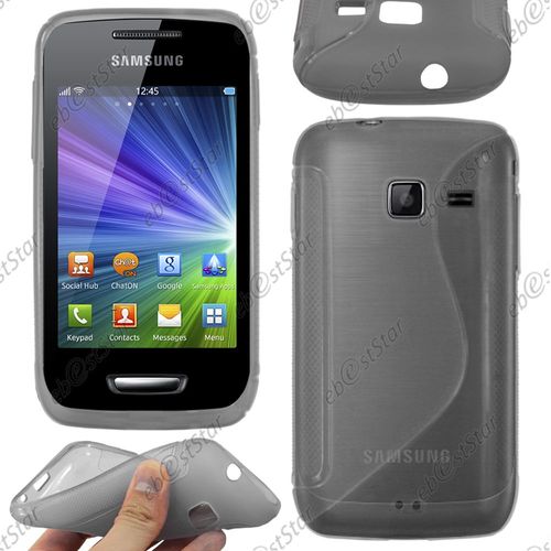Ebeststar ® Pour Samsung Wave Y S5380 - Housse Etui Coque Silicone Gel Motif S-Line Protection Souple + Film, Couleur Gris