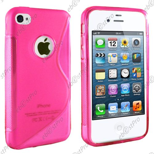 Ebeststar ® 1 Verre Trempé + Etui Housse Coque S-Line Silicone Protection En Gel Pour Apple Iphone 4s, 4, Couleur Rose