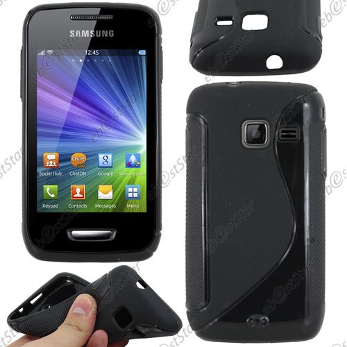 Ebeststar ® Pour Samsung Wave Y S5380 - Housse Etui Coque Silicone Gel Motif S-Line Protection Souple + Film, Couleur Noir