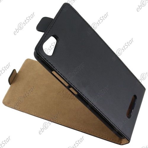 Ebeststar ®  Etui En Pu Cuir Clapet Ultra Fine Housse Coque Pour Wiko Lenny 2 + 1 Verre Trempé, Couleur Noir