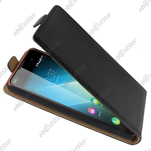 Ebeststar ® Film + Etui Pu Cuir Rabattable Housse Coque Ultra Slim Pour Wiko Lenny 2, Couleur Noir
